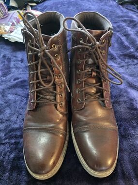 SONOMA Goods For Life Men’s Brown Cap Toe Lace Up Side Zip Boots